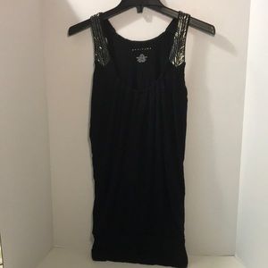 Attitude Jersey knit short sleeve top with glass beading